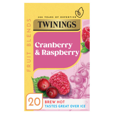 Twinings cranberry and raspberry herbal tea bags 20 tea bags 40g (British brand)