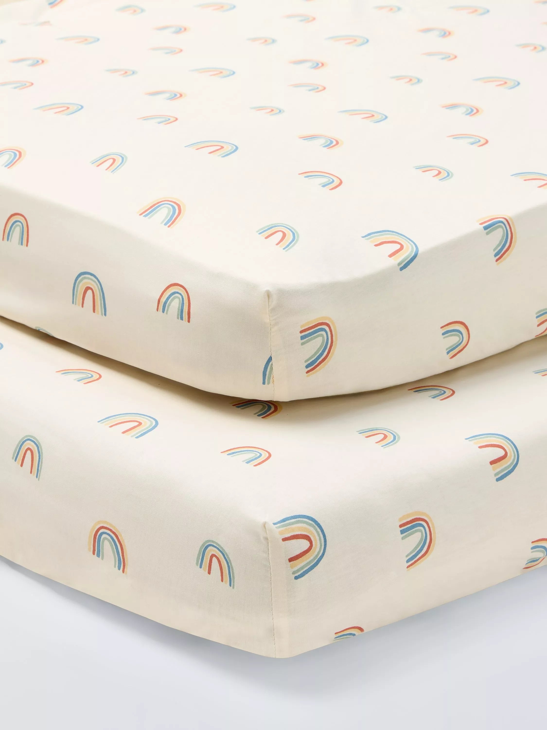 John Lewis Rainbow Fitted Baby Sheet, Pack of 2, Multi - McGrocer