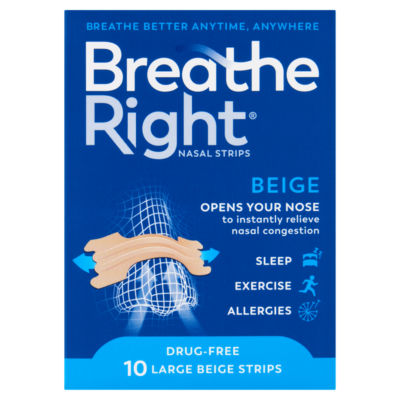 Breathe Right large beige nasal strips 10 pack - British product