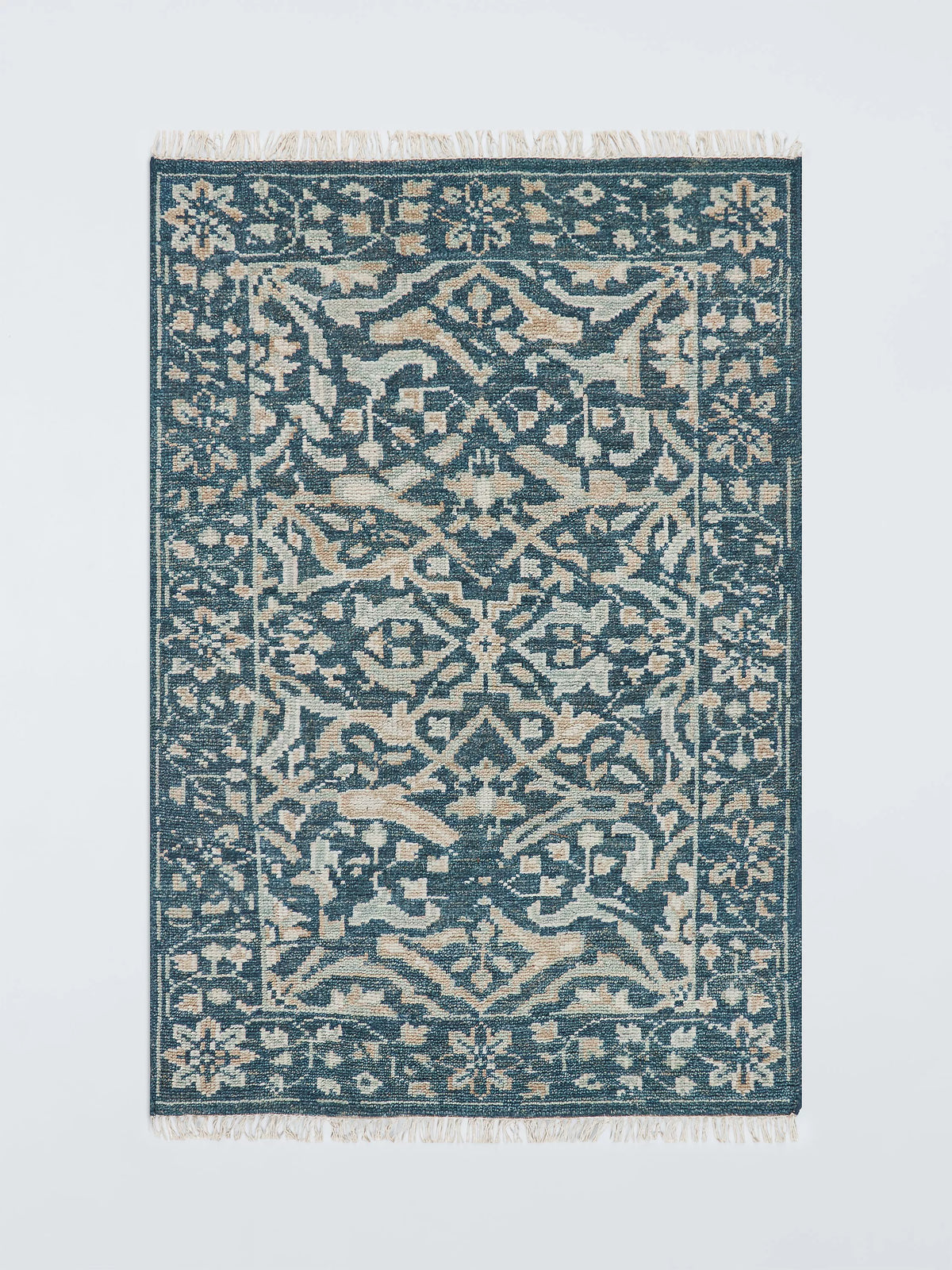 John Lewis hand knotted Amrita Ziegler blue rug, UK version