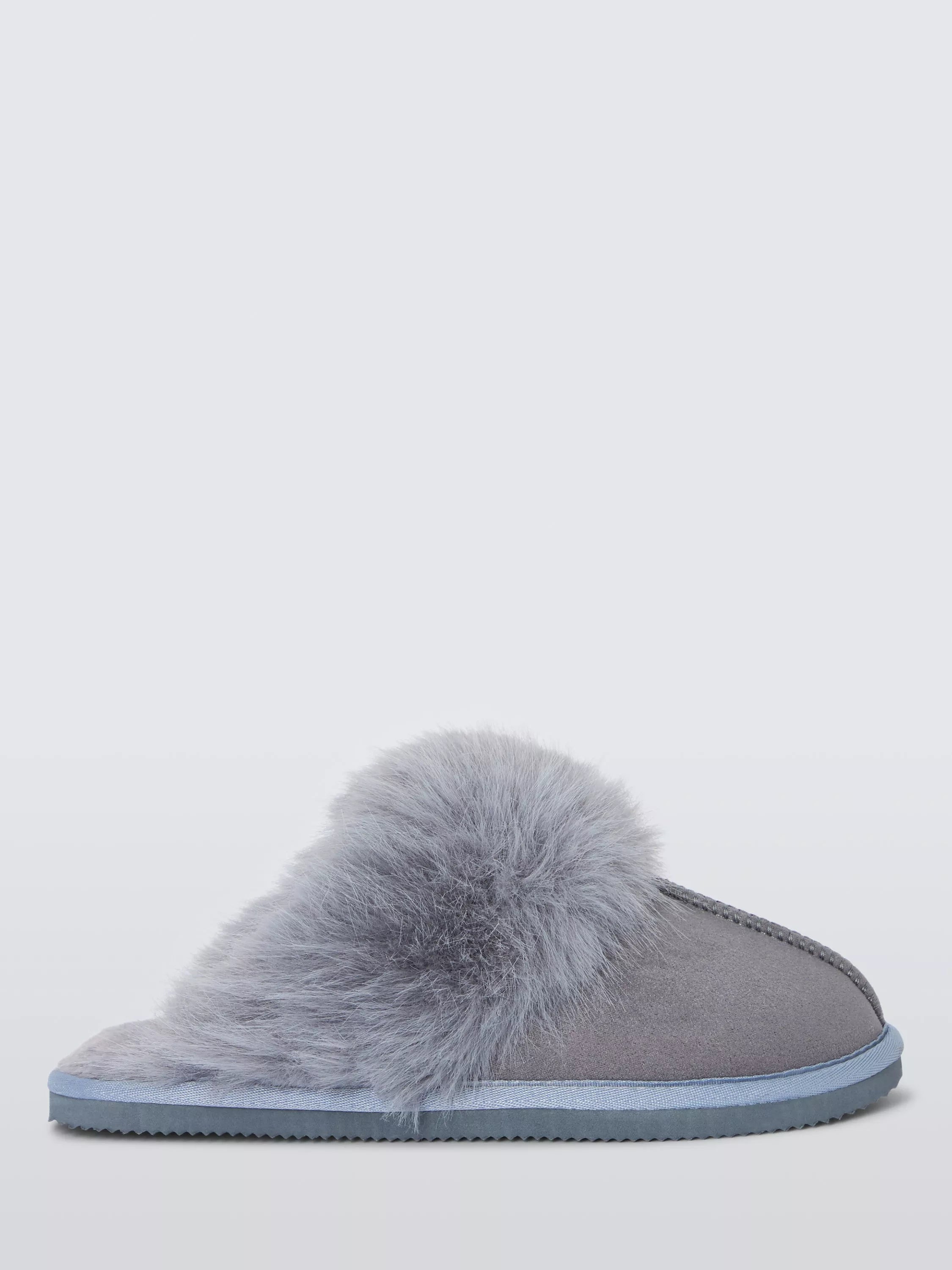 Microsuede Fluffy Faux Fur Mule Slippers - McGrocer