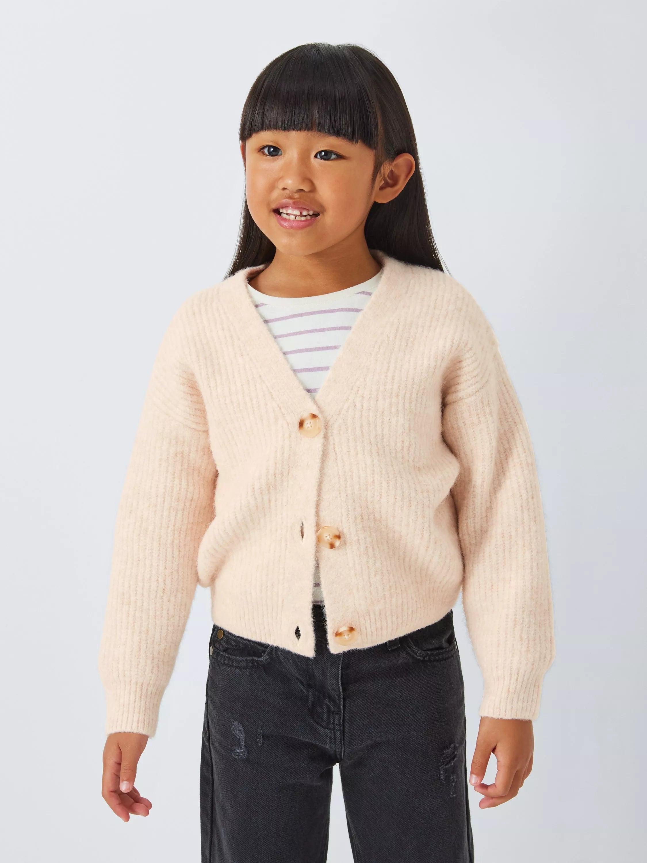 John Lewis Kids' Textured Cardigan, Cream - McGrocer