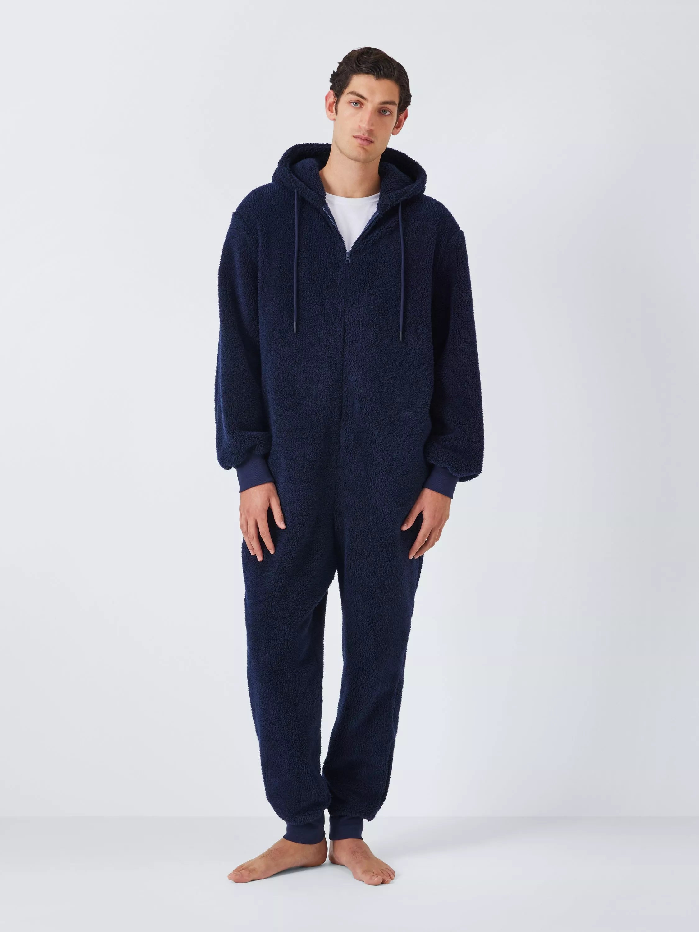 John Lewis Fleece Onesie, Blue Navy - McGrocer