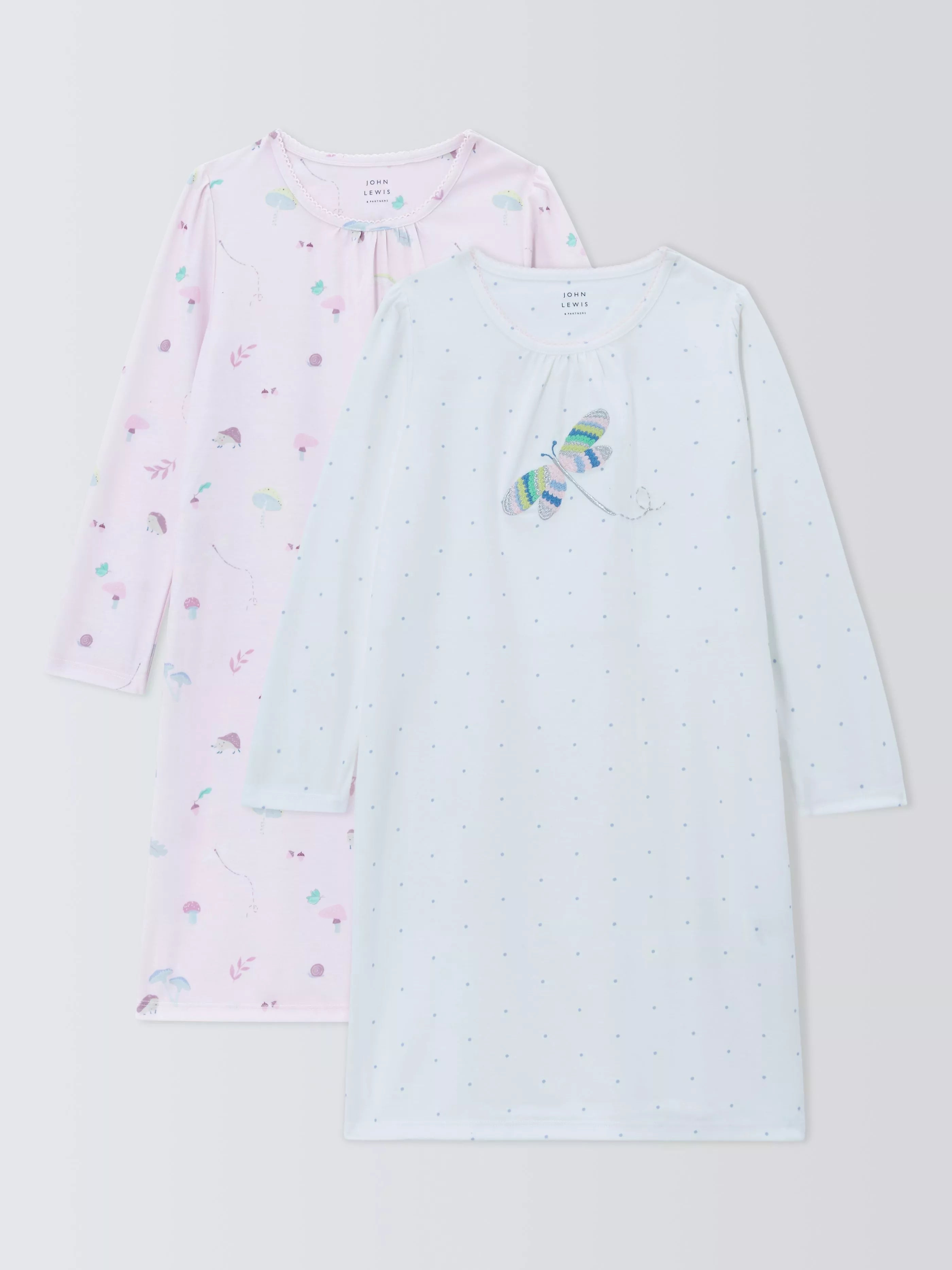John Lewis Kids' Woodland Dragonfly Nightdress, Pack of 2, Multi - McGrocer