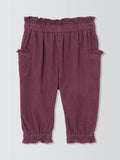 John Lewis Baby Corduroy Frill Trousers, Berry - McGrocer