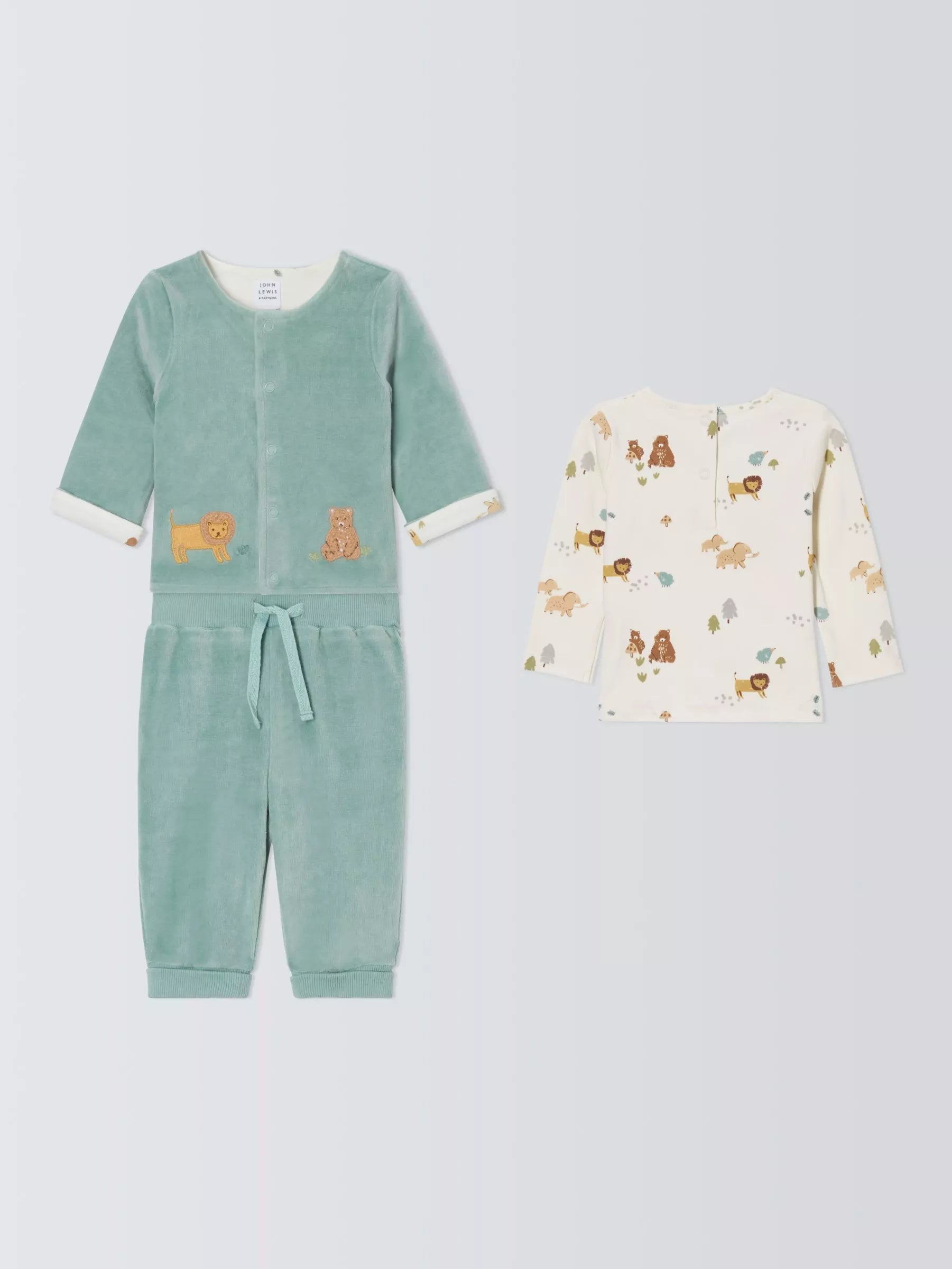 John Lewis Baby Lion T-Shirt, Velour Jacket and Trousers Set, Multi - McGrocer