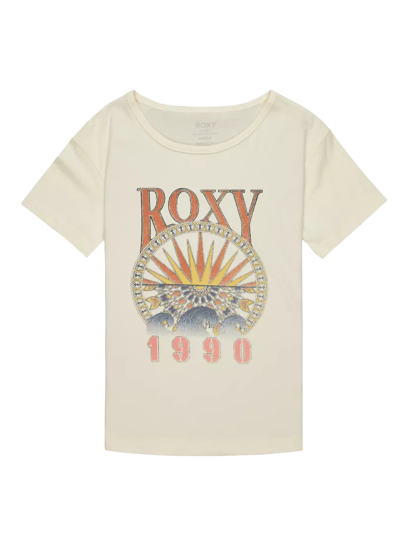 Roxy Kids' Vintage Organic Cotton Logo T-Shirt, Egret - McGrocer