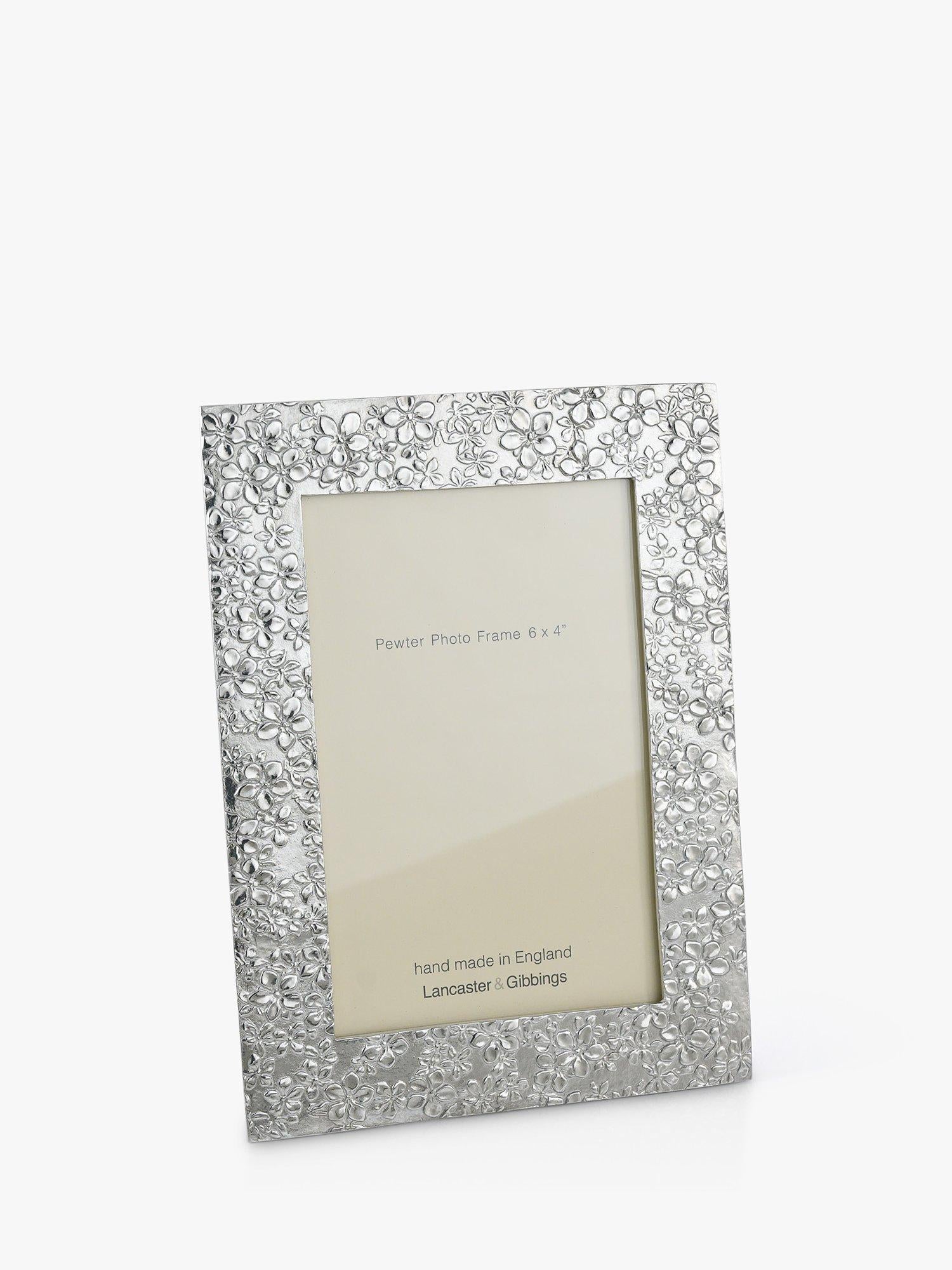 Lancaster and Gibbings Goodleigh floral photo frame in pewter, UK version