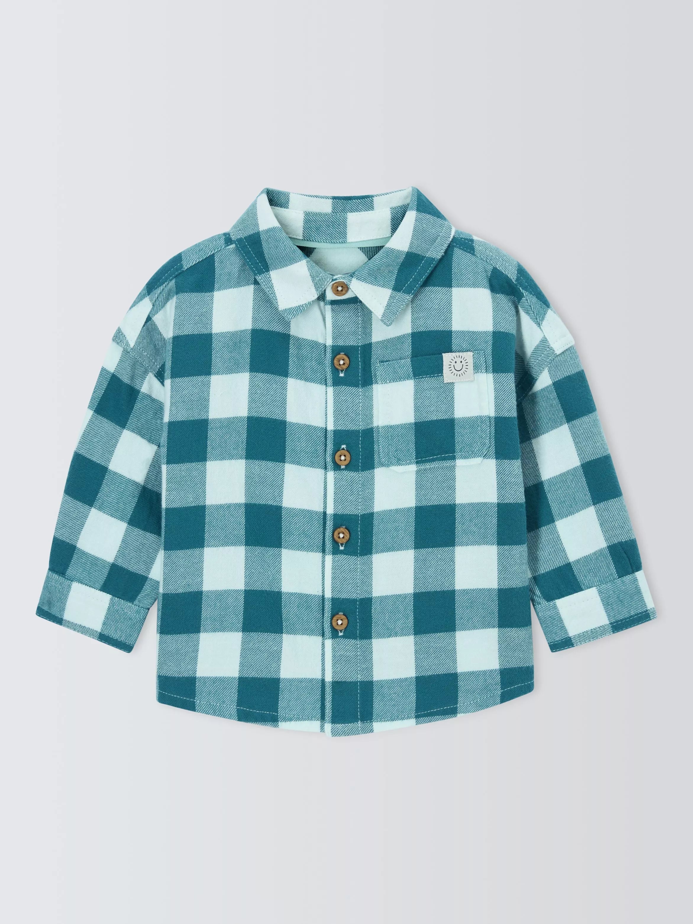 John Lewis Baby Cotton Check Shirt, Blue - McGrocer