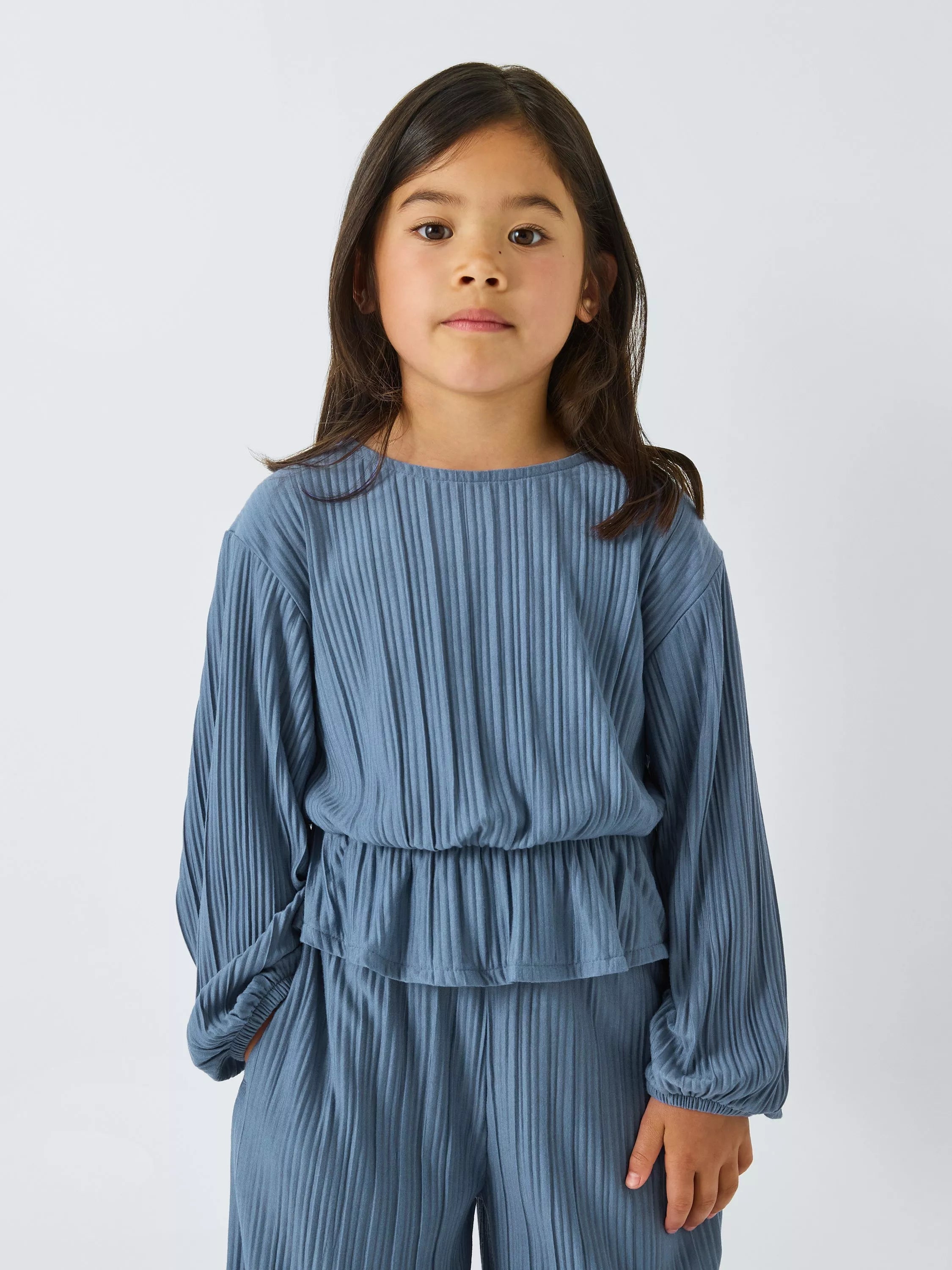John Lewis ANYDAY Kids' Plisse Top, Blue - McGrocer
