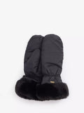 Barbour Primrose Faux Fur Cuff Mittens, Black - McGrocer