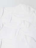 John Lewis White Cotton Short Sleeve Rib Baby Bodysuits Pack of 5, UK version