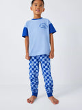 John Lewis ANYDAY Kids' Checkerboard Slogan Pyjamas, Blue - McGrocer