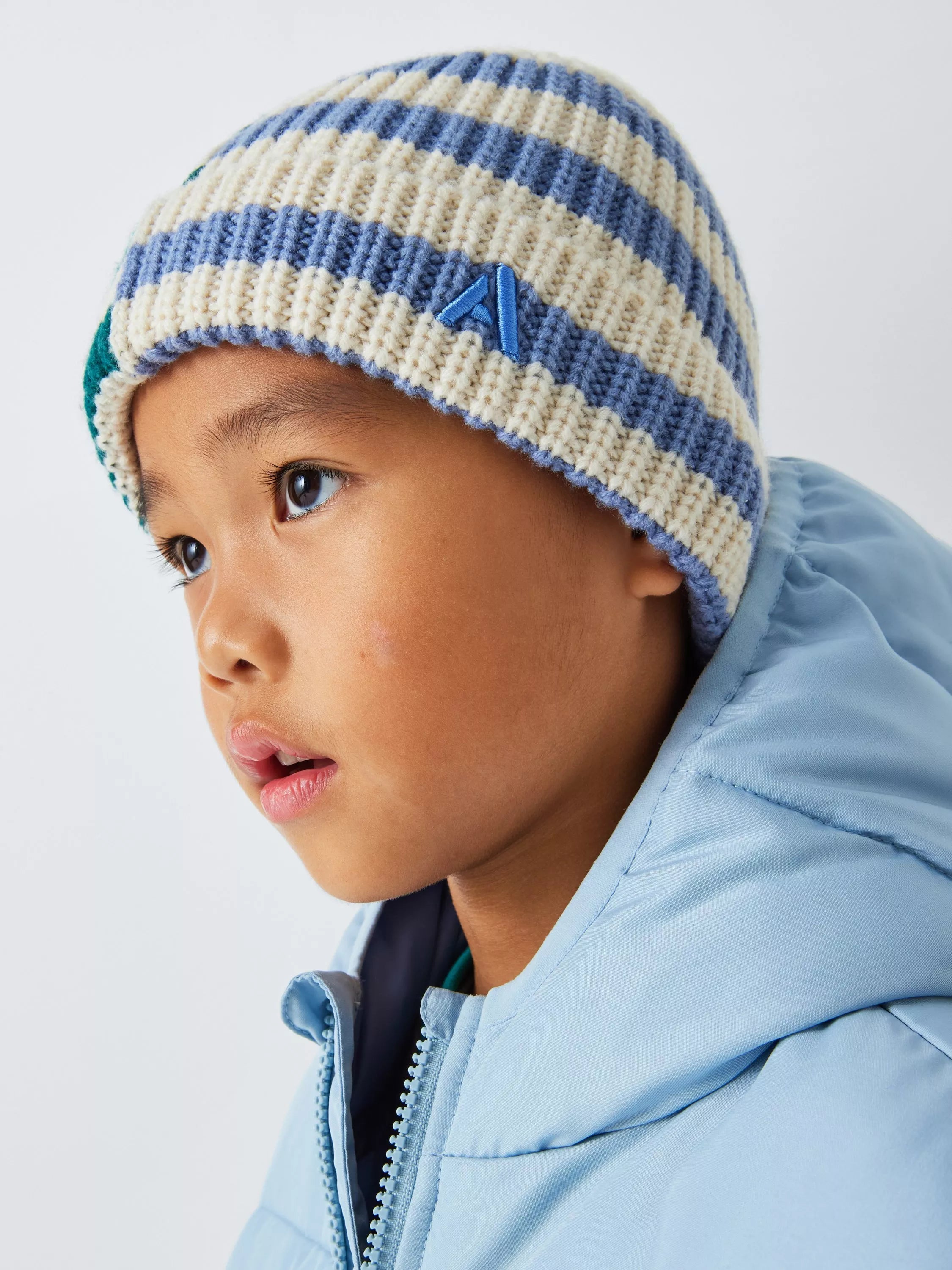 John Lewis ANYDAY Kids' Double Stripe Beanie Hat, Multi - McGrocer