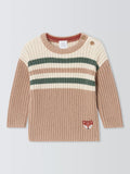 John Lewis Baby Striped Fox Cotton Wool Blend Jumper, Multi - McGrocer