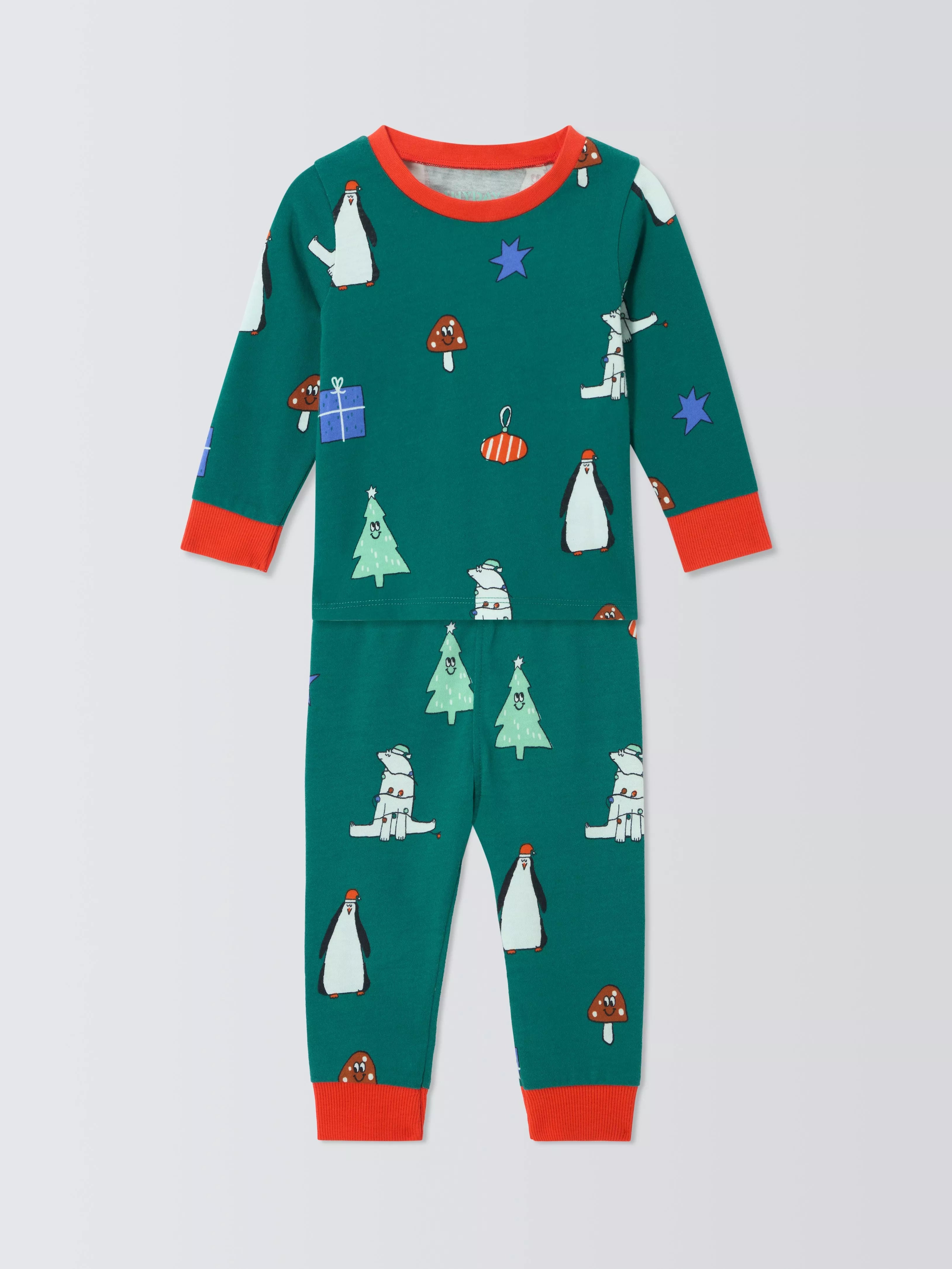 John Lewis Baby Christmas Pyjamas, Green - McGrocer