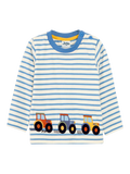 JoJo Maman Bébé Kids' Tractor Hem Cotton Top, Blue Denim - McGrocer