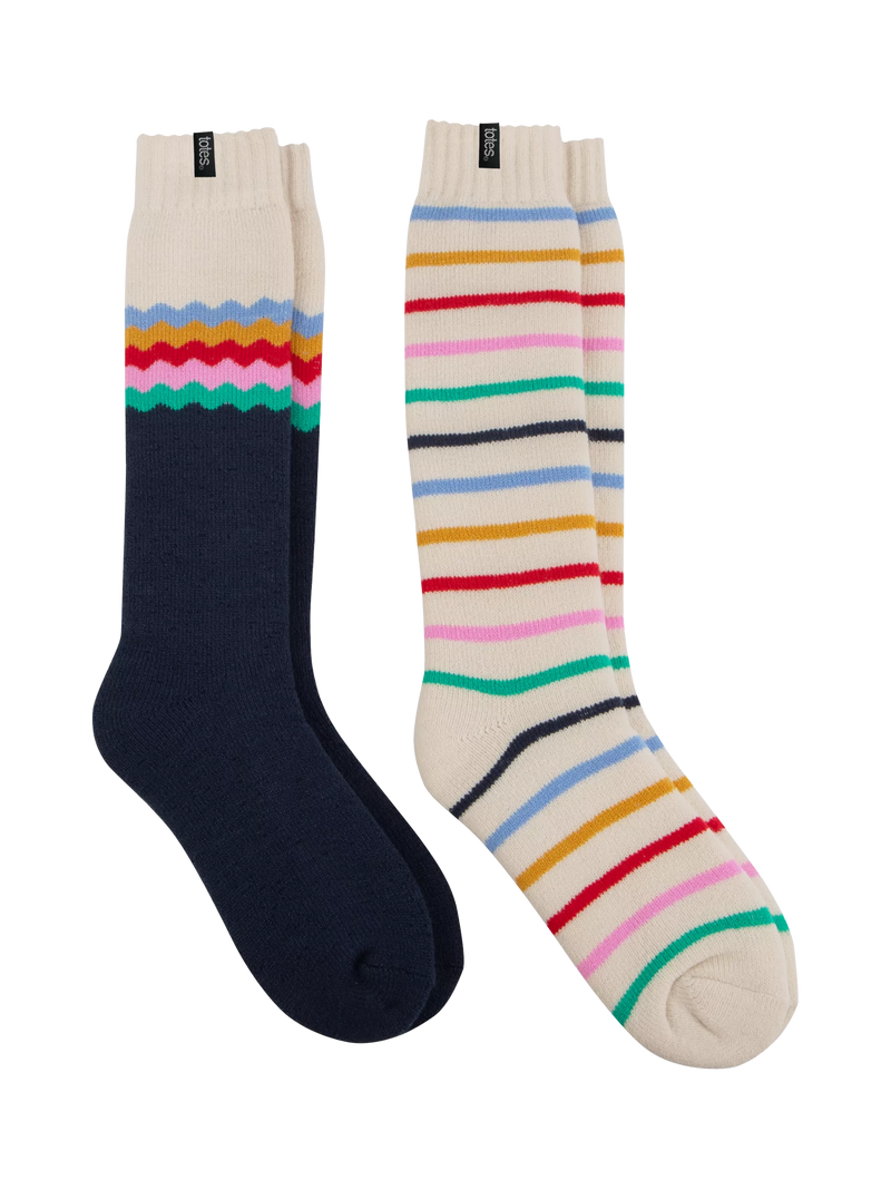 totes multi-coloured welly boot socks pack of 2 (British brand)