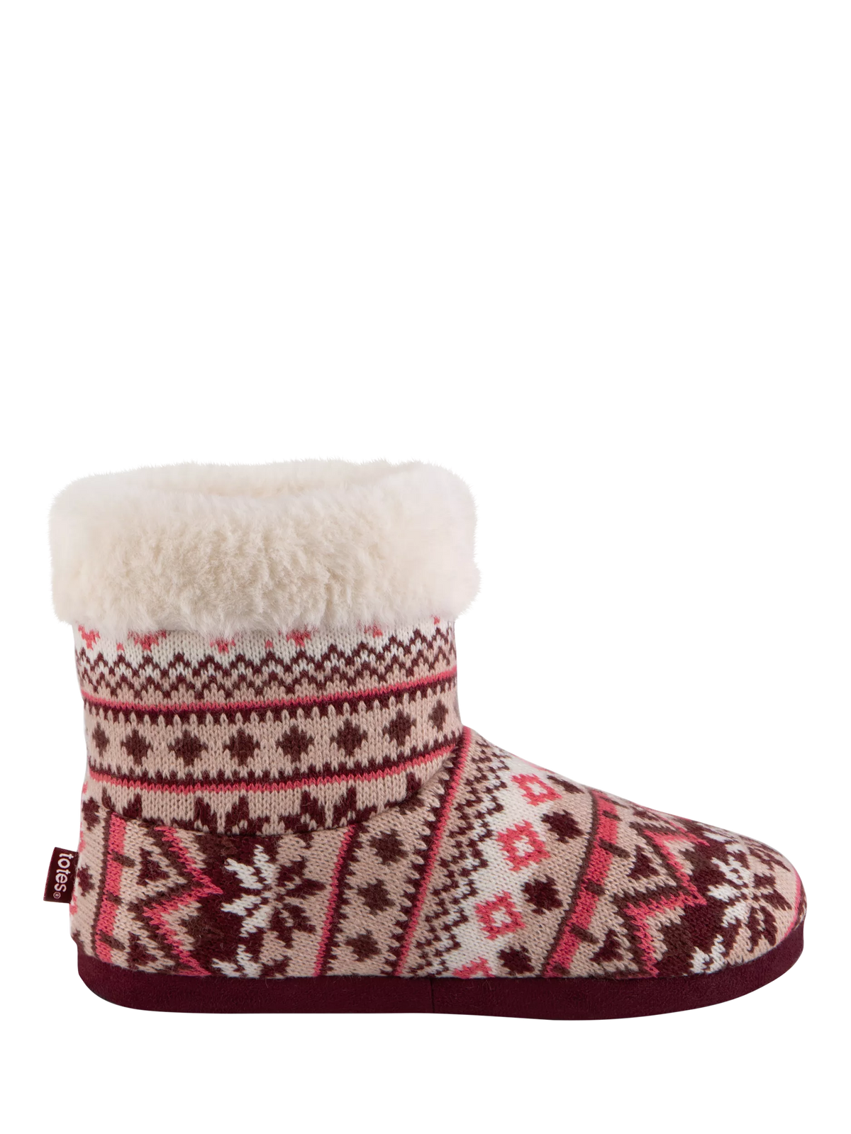 totes Fairisle Knit Boot Slippers, Fairisle
