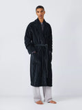 John Lewis Cotton Pin Stripe Velour Robe, Blue Navy - McGrocer