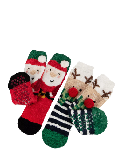totes Kids' Christmas Slipper Socks, Multi