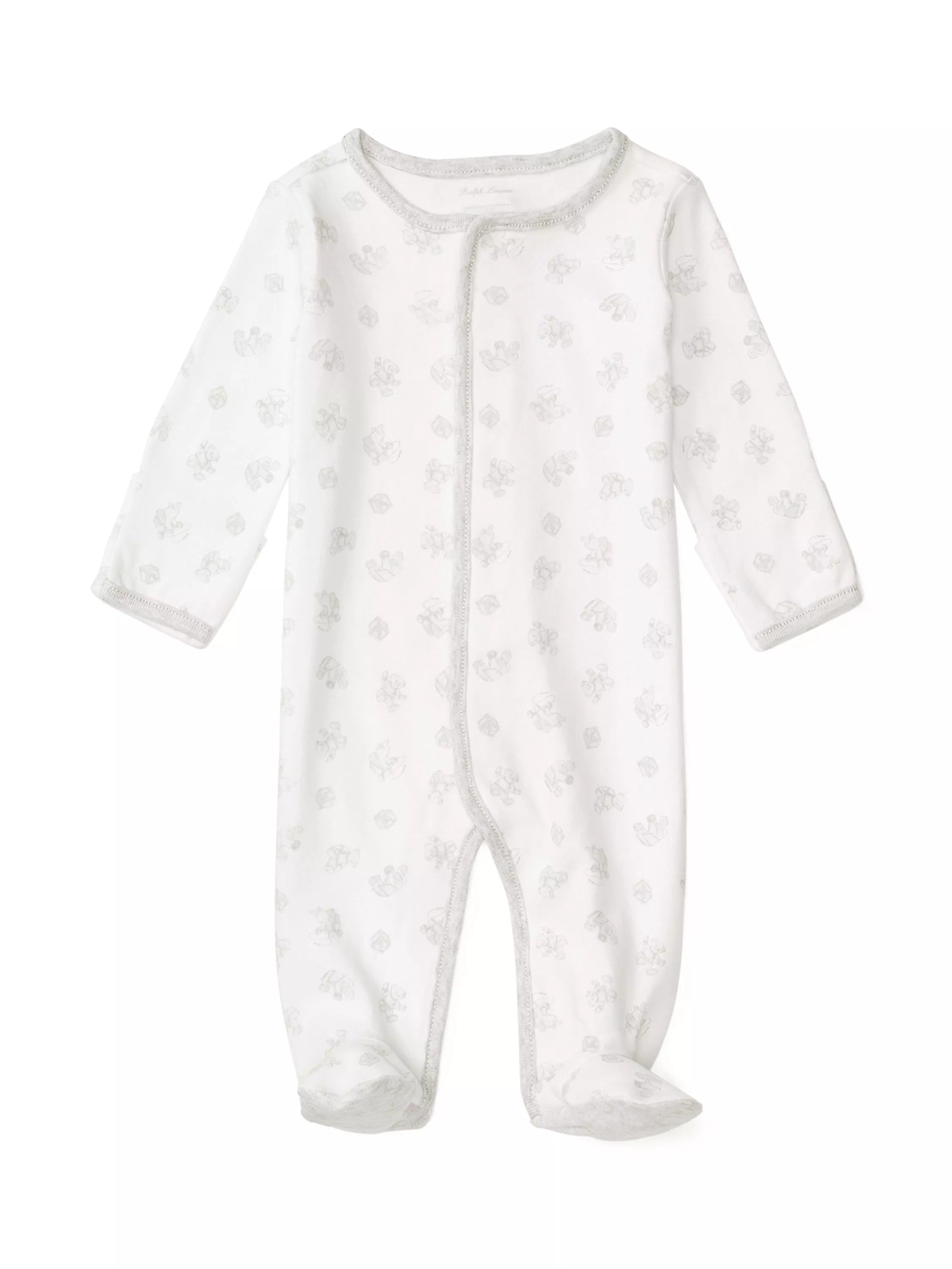 Ralph Lauren Baby Printed Cotton Sleepsuit, Paper White - McGrocer