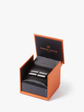 Simon Carter half barrel onyx cufflinks in silver and black (British brand)