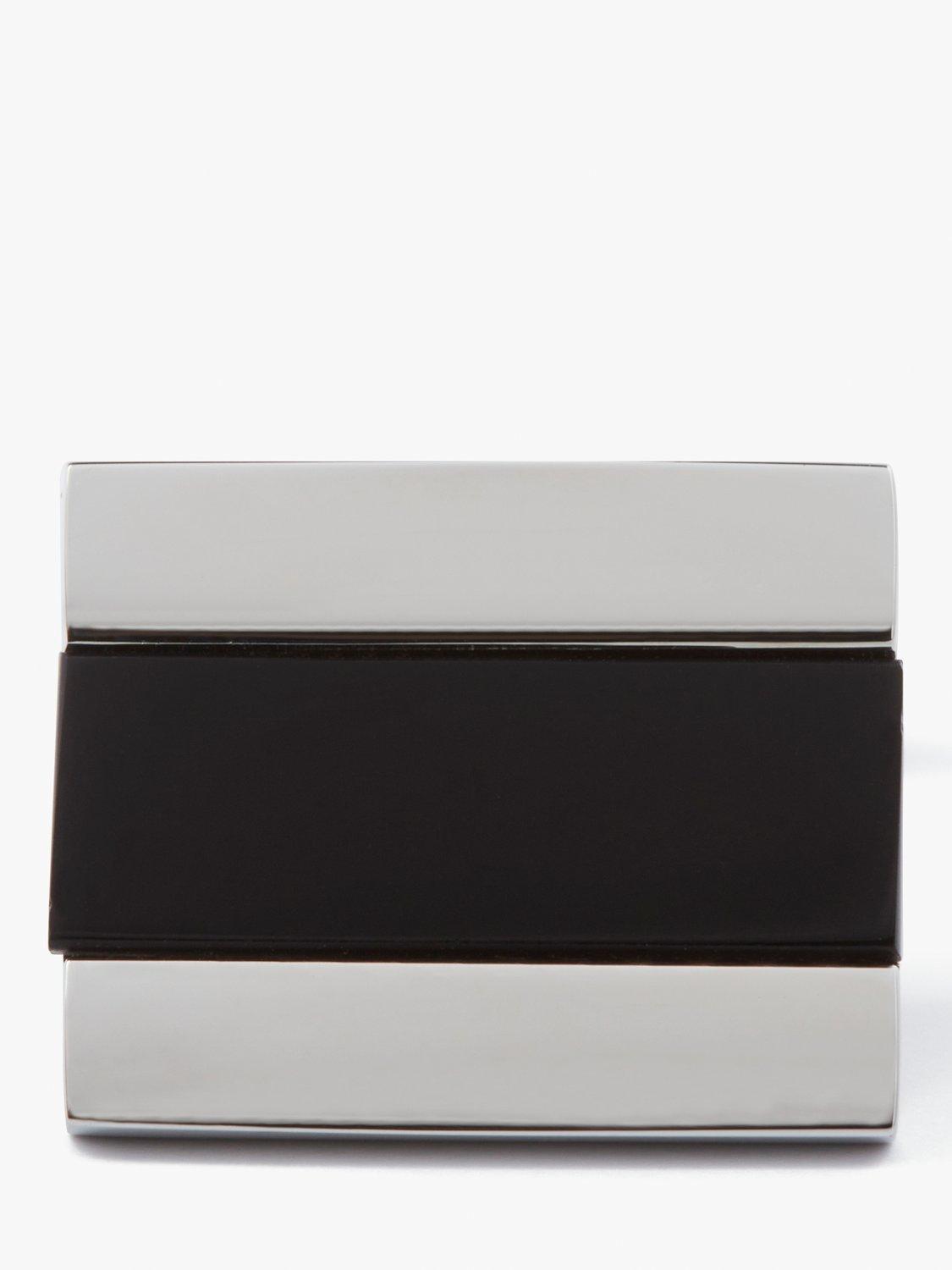 Simon Carter half barrel onyx cufflinks in silver and black (British brand)