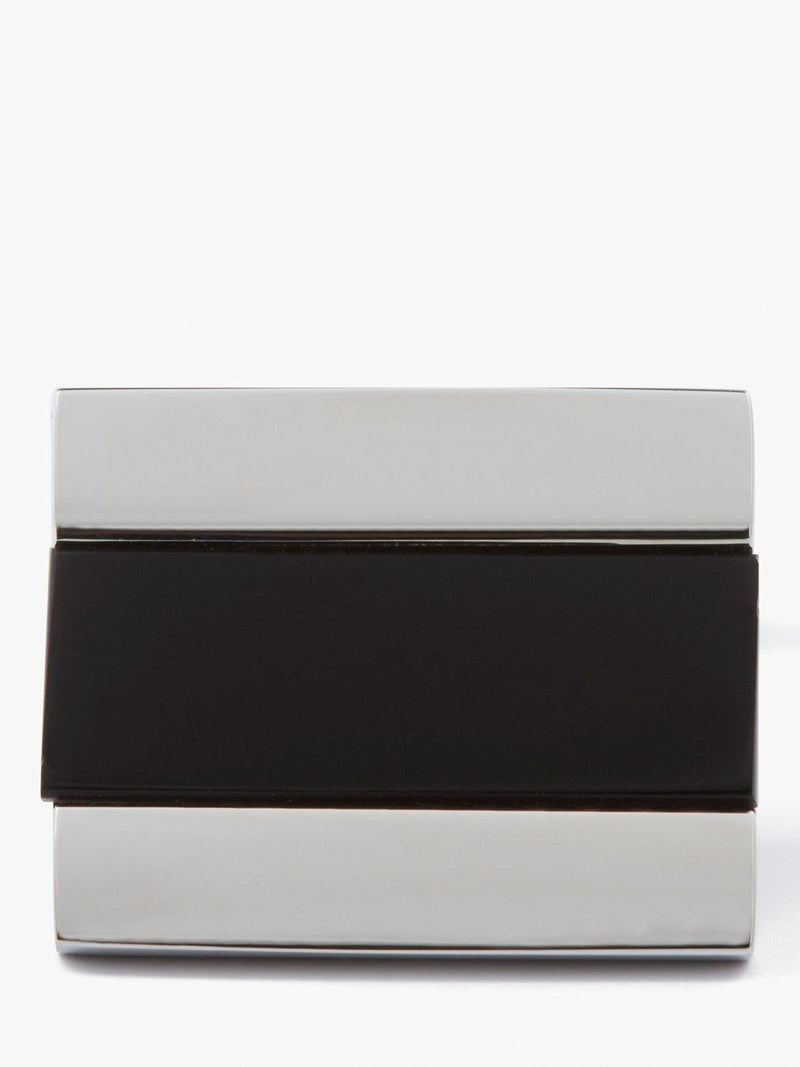 Simon Carter half barrel onyx cufflinks in silver and black (British brand)