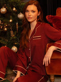 Fable & Eve Fitzrovia Shirt Long Pyjama Set, Rust - McGrocer