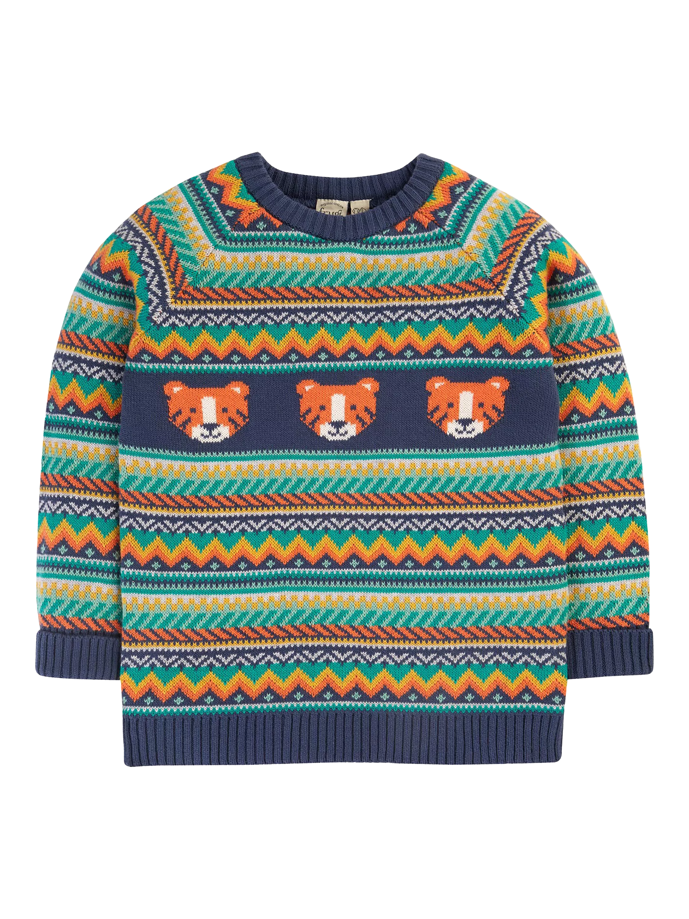 Frugi Kids' Fowey Organic Cotton Fair Isle Jumper, Multi - McGrocer