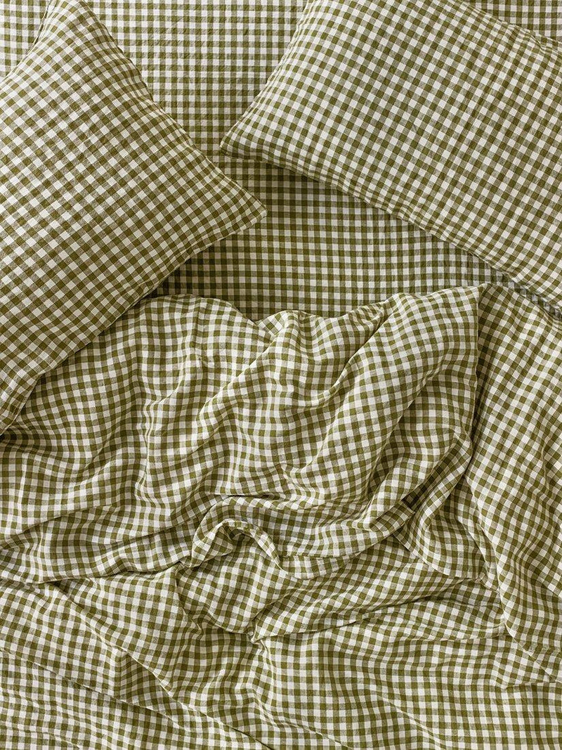 Piglet in Bed Gingham Linen Blend duvet cover, imported from the UK