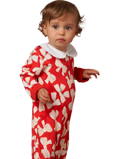 Angel & Rocket Baby Collar Babygrow, Red/Multi