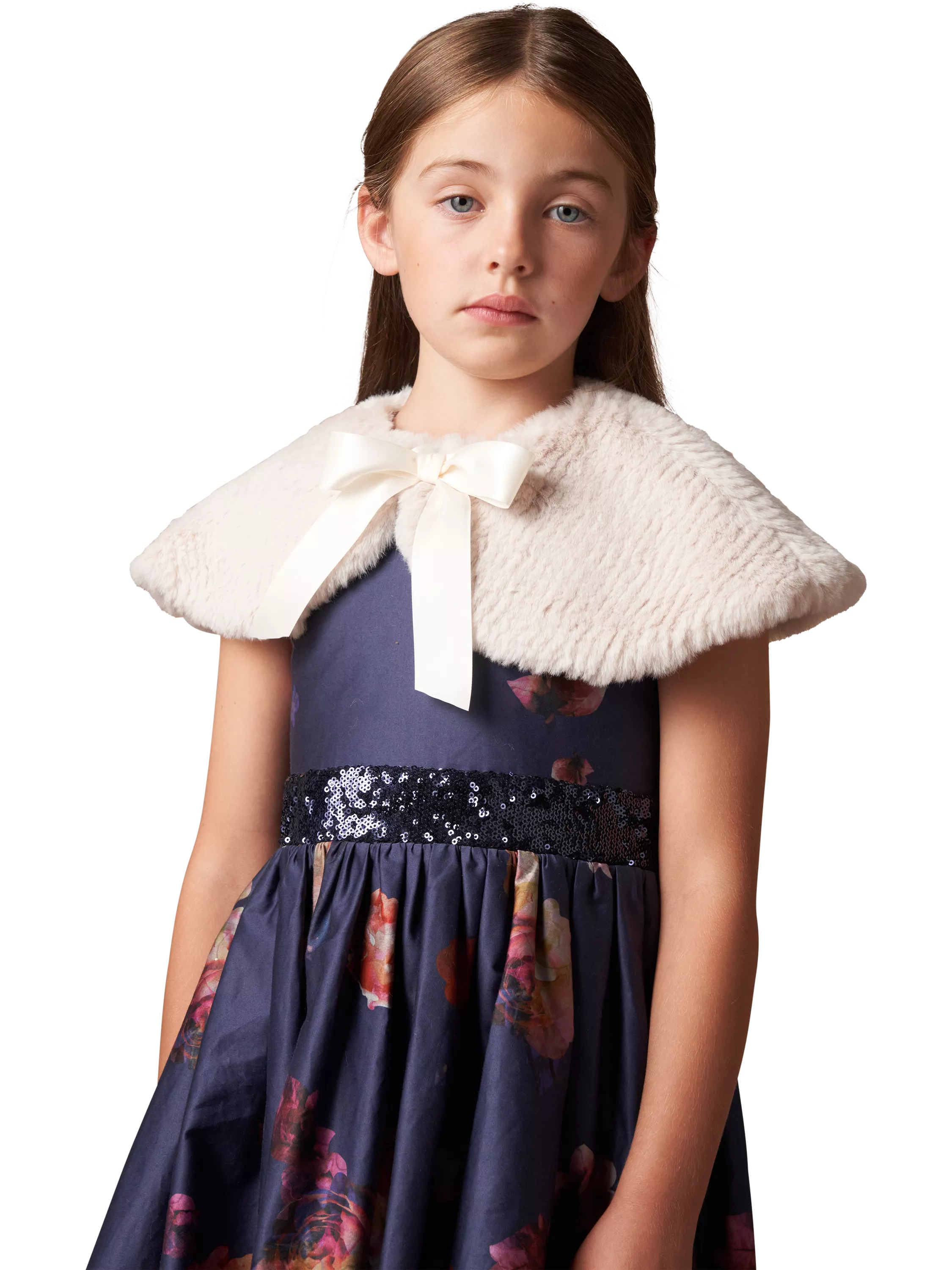 Angel & Rocket taupe kids' fur collar - British product