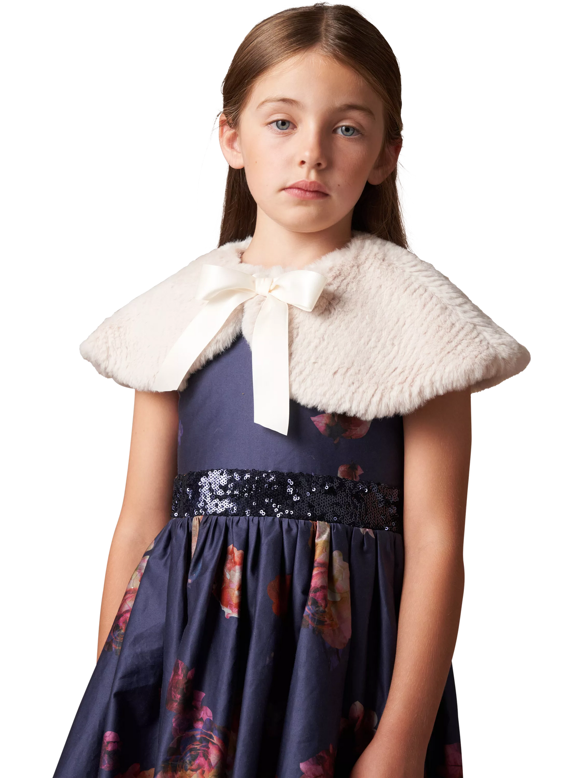 Angel & Rocket taupe kids' fur collar - British product