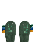 JoJo Maman Bébé Kids' Dinosaur Novelty Mittens, Green - McGrocer