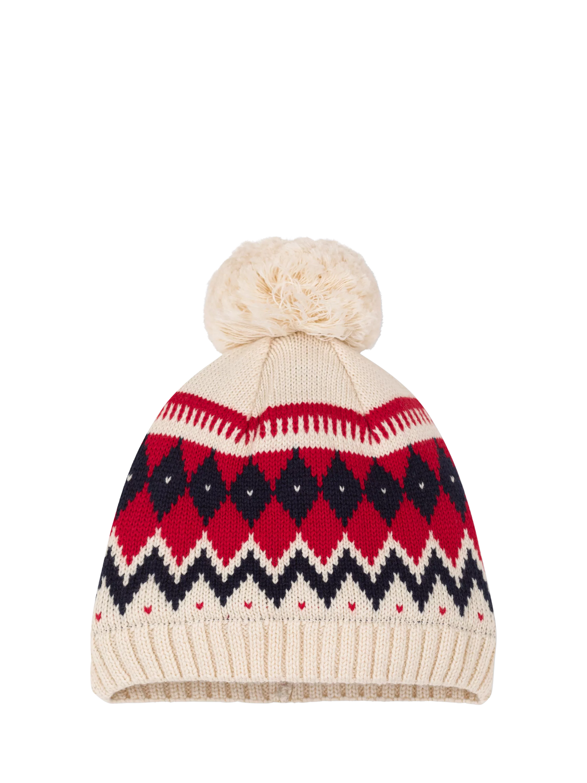 Petit Bateau Baby Wool Blend Bobble Hat, Avalanche/Multi - McGrocer