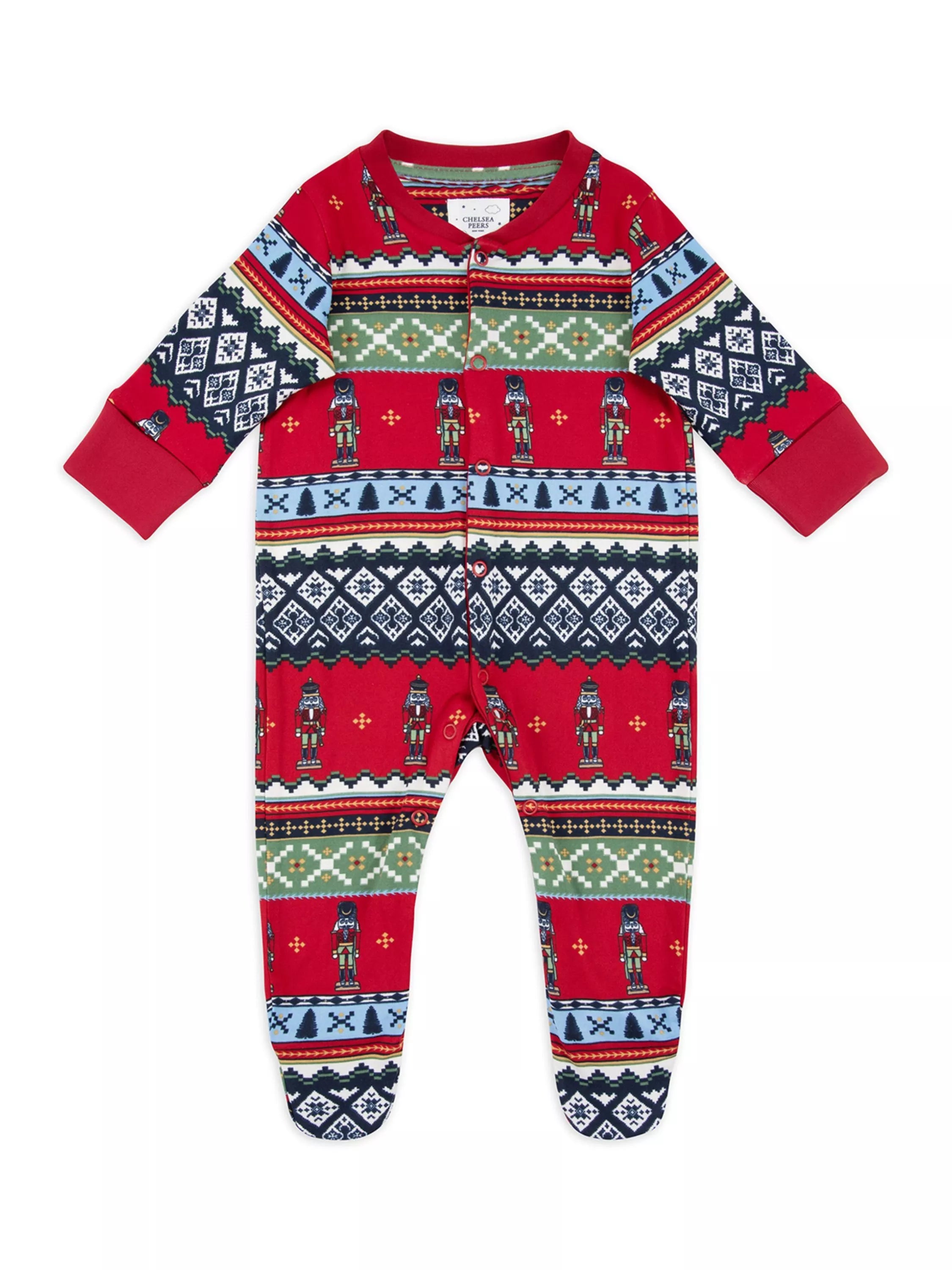 Chelsea Peers Baby Fair Isle Sleepsuit, Red - McGrocer