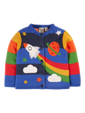 Frugi Baby Corin Knitted Cardigan, Blue/Rocket Flight - McGrocer