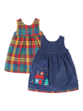 Frugi Kids' Inara Cord Dress, Navy/Multi - McGrocer