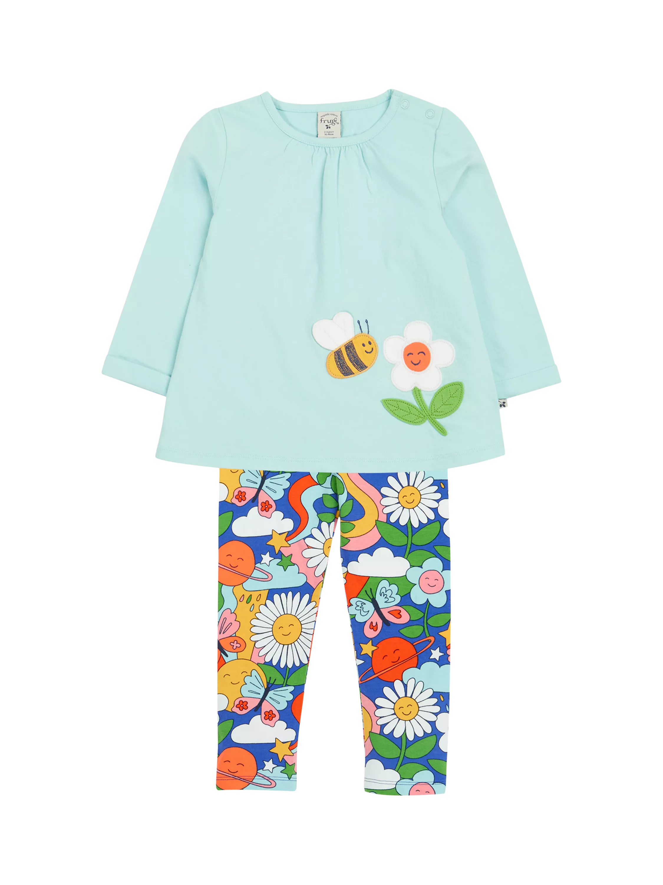 Frugi Baby Opal Top and Leggings Set, Glacier/Multi - McGrocer