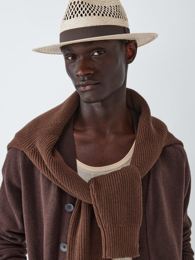 John Lewis Natural Straw Fedora Wide Brim Hat (British brand)