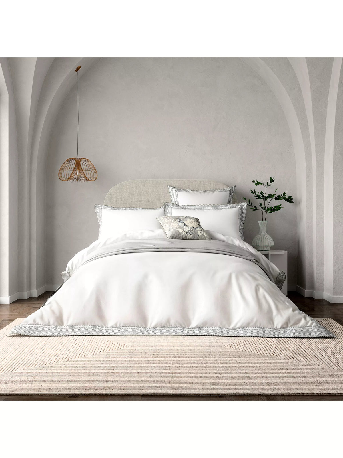 Bedeck of Belfast Astrid Cotton Percale Duvet Cover Set, White/Multi - McGrocer