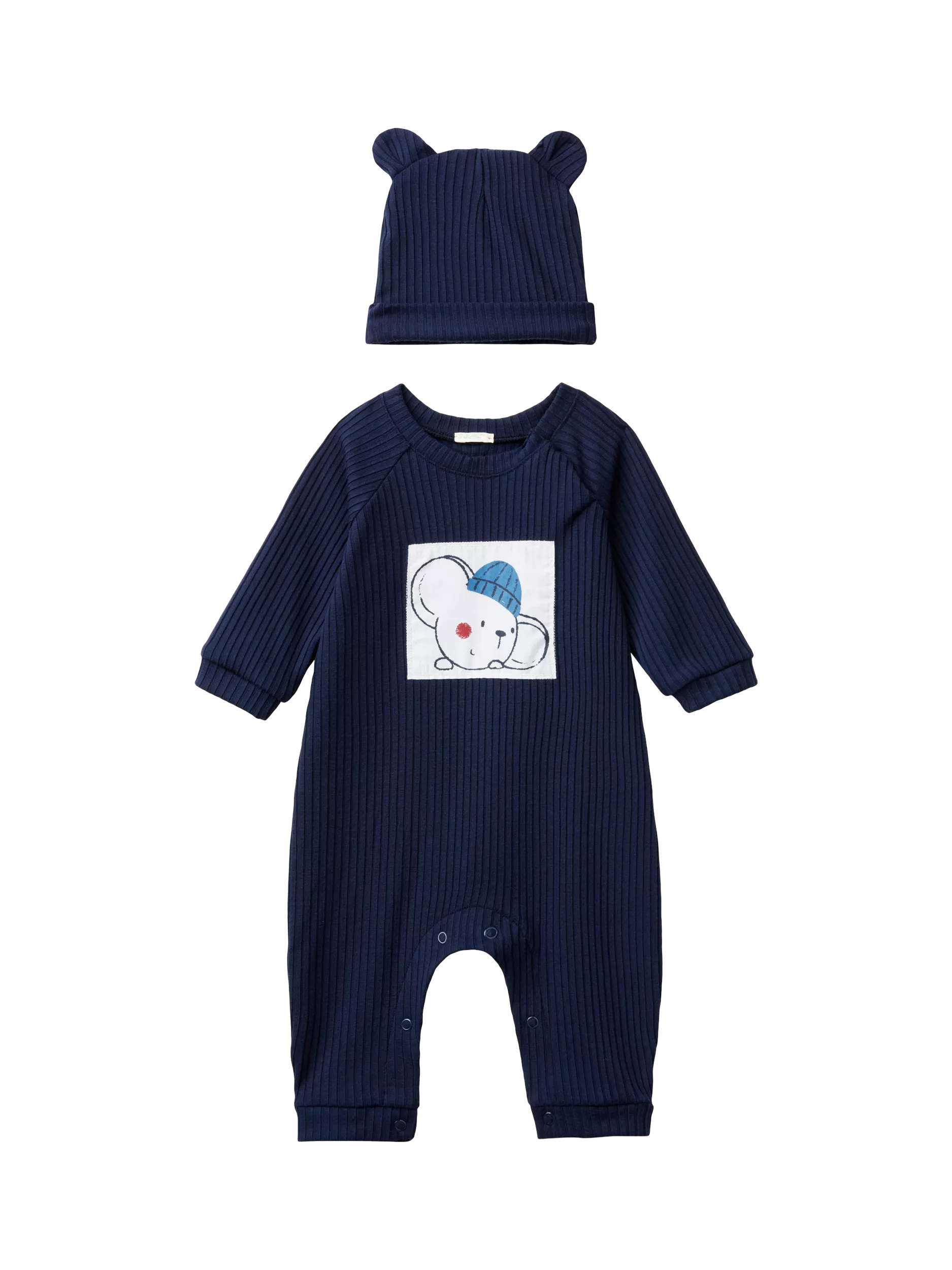 Benetton Baby Sleepsuit & Hat Set, Night Blue - McGrocer