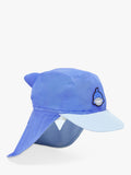 Roarsome kids' sun cap with peak and neck protector in blue, imported from the UK