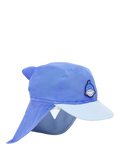 Roarsome kids' sun cap with peak and neck protector in blue, imported from the UK