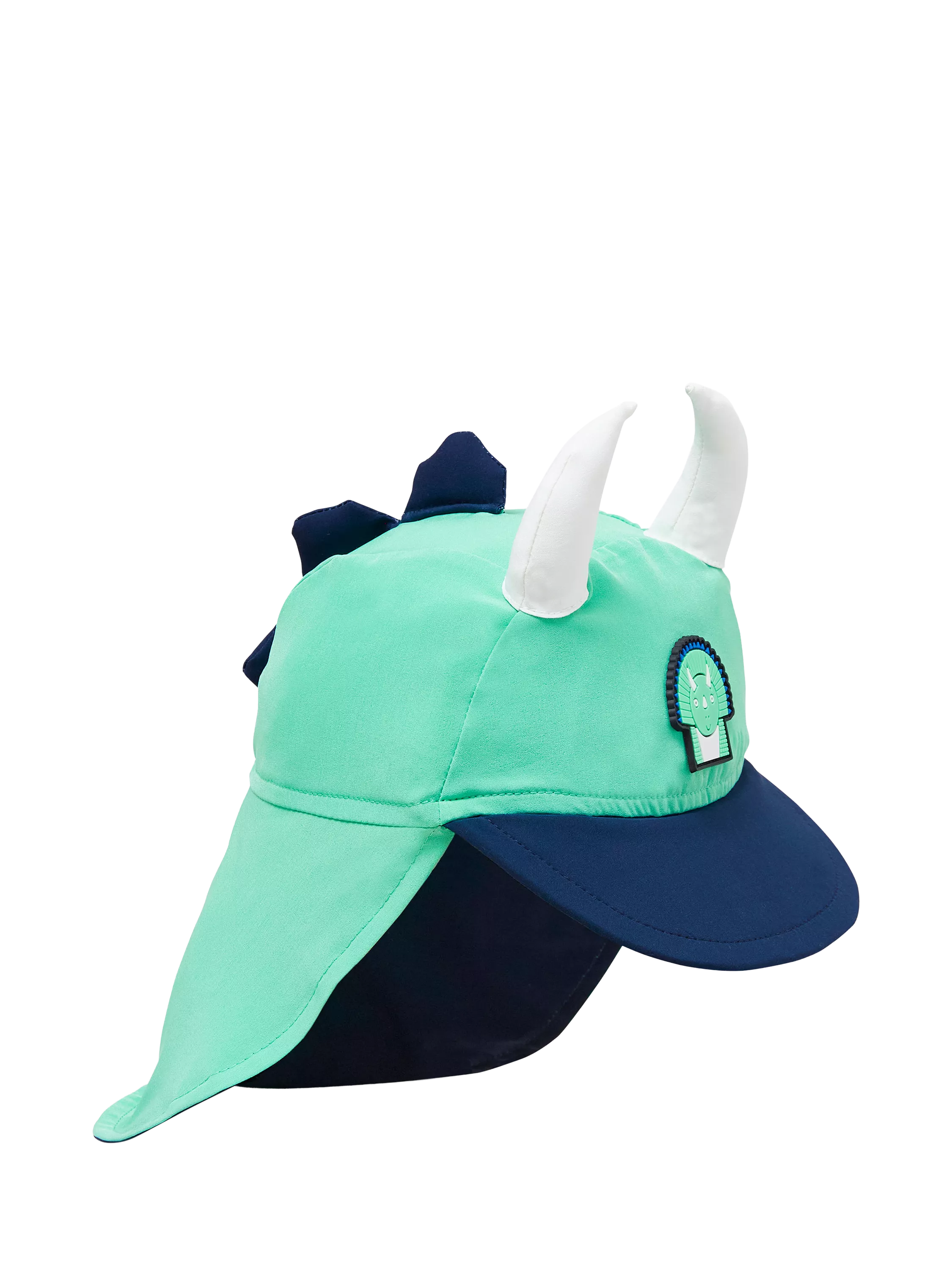 Roarsome kids' spike sun cap in green, imported from the UK