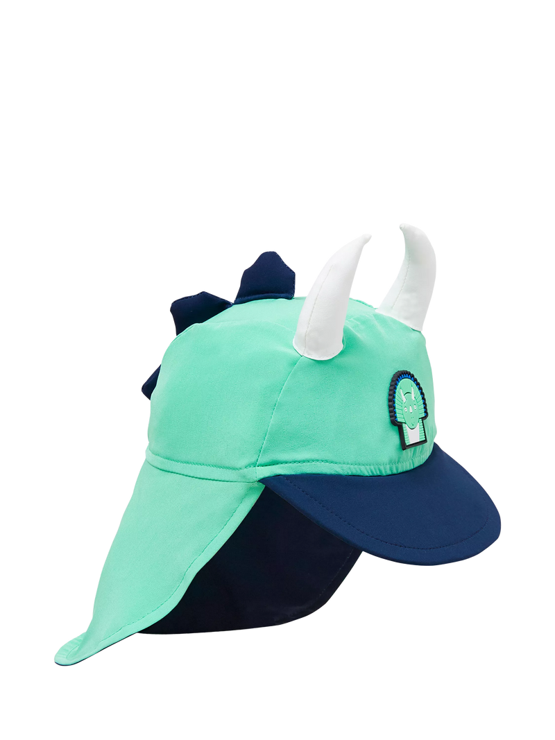 Roarsome kids' spike sun cap in green, imported from the UK