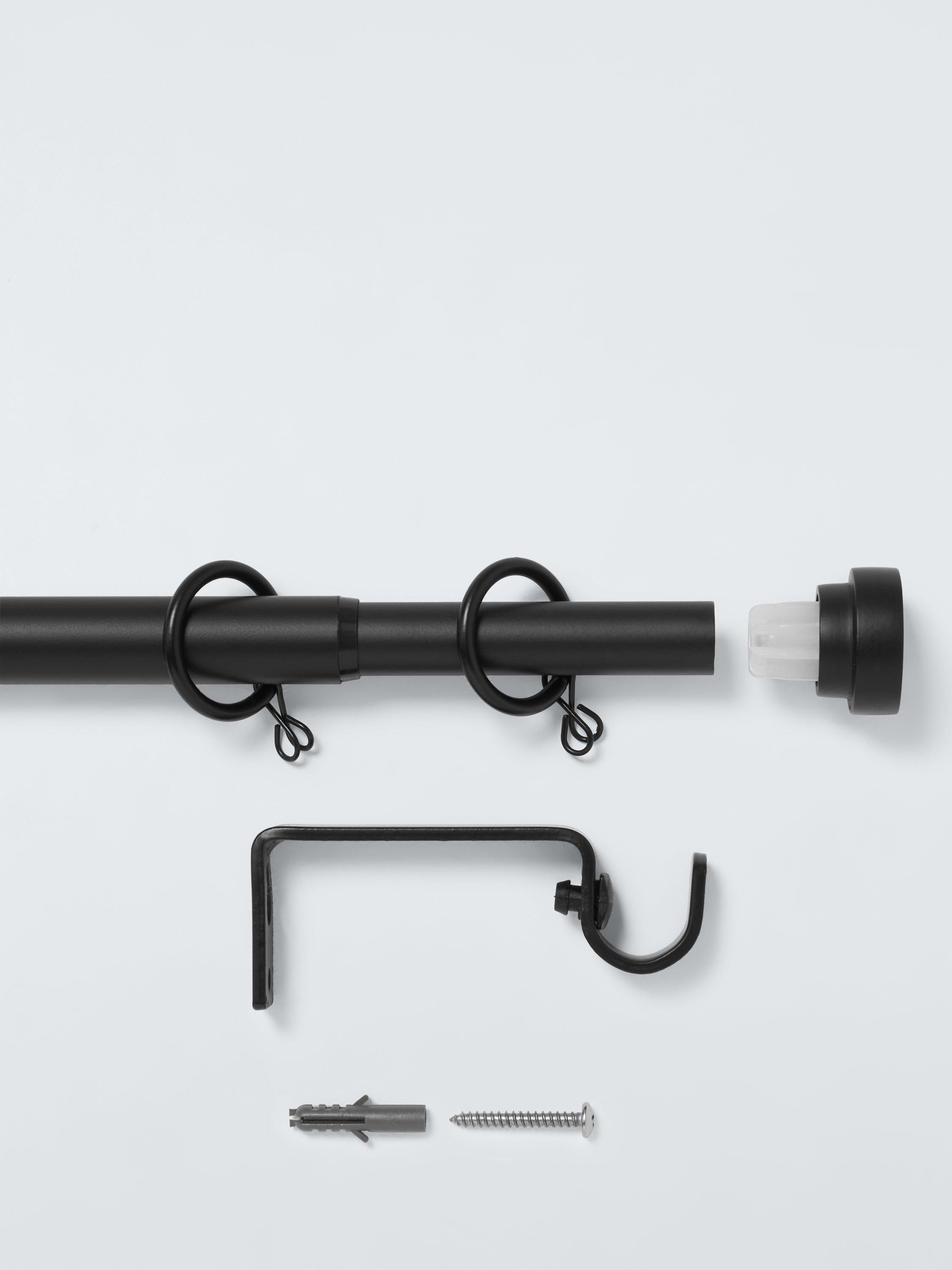 John Lewis extendable metal curtain pole kit with disc finial, 19mm diameter, UK version