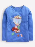 Mini Boden Kids' Cotton Santa Lift The Flap Top, Hot Air Balloon - McGrocer